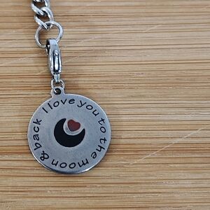 Hand Crafted Cup Handle Charm I Love You to the Moon & Back Pendant Silver Black